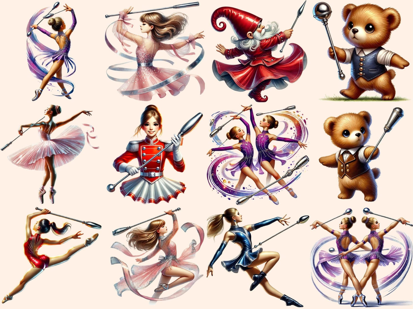 Baton Twirling Clipart - High - Quality Instant Digital Download for Creative Projects