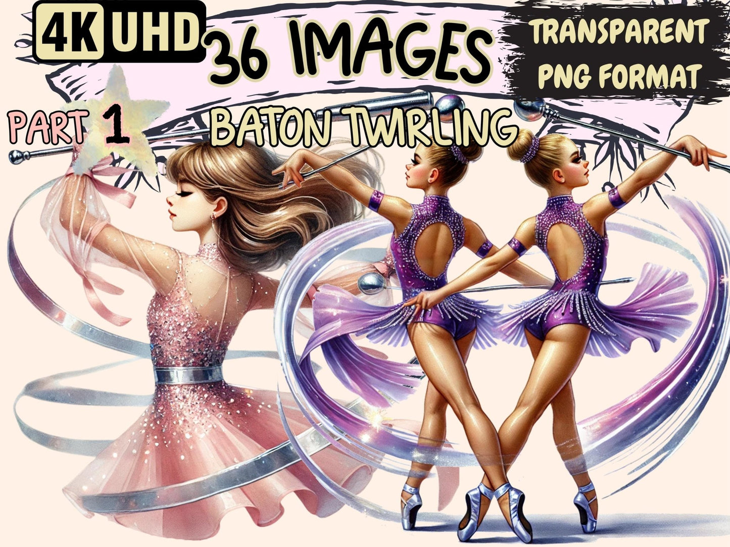 Baton Twirling Clipart - High - Quality Instant Digital Download for Creative Projects