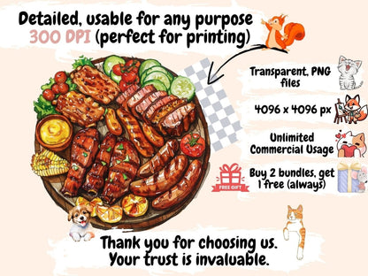 BBQ Party Watercolor Clipart barbecue clipart - Wonders Artist