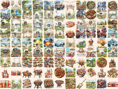 BBQ Party Watercolor Clipart barbecue clipart - Wonders Artist