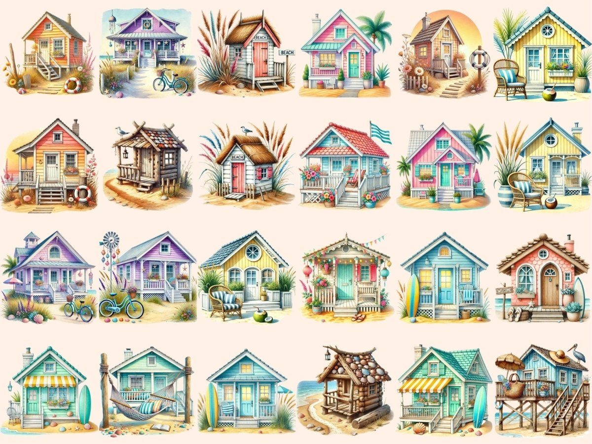 Beach Cottages Clipart beach clipart beach graphics beach house clipart - WondersArtist