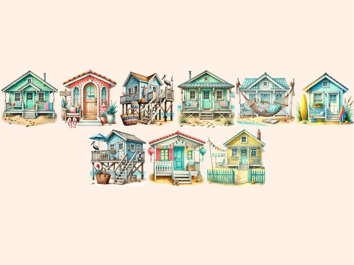 Beach Cottages Clipart beach clipart beach graphics beach house clipart - WondersArtist