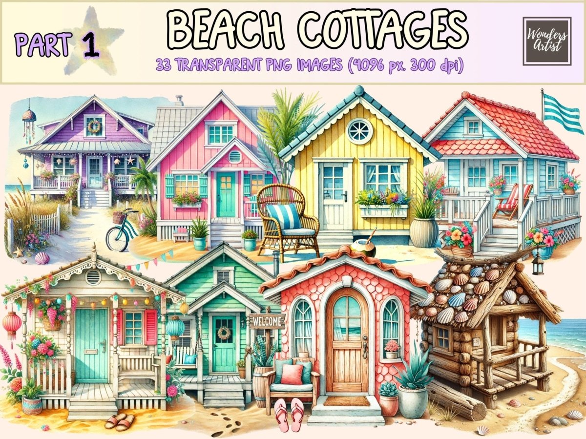 Beach Cottages Clipart beach clipart beach graphics beach house clipart - WondersArtist
