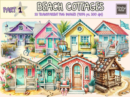 Beach Cottages Clipart beach clipart beach graphics beach house clipart - WondersArtist