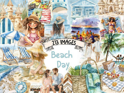 Beach Day Watercolor Clipart Beach Clipart - Wonders Artist