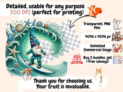 Beach Gnomes Clipart - High - Quality Instant Digital Download for Creative Projects