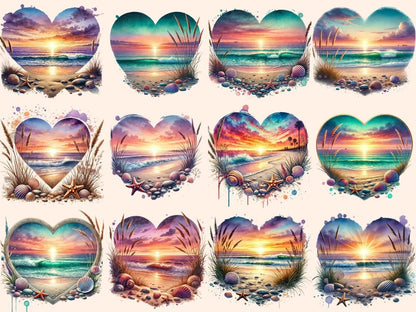 Beach Hearts Clipart Beach clip art - Wonders Artist