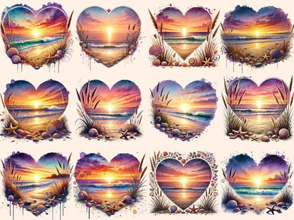 Beach Hearts Clipart Beach clip art - Wonders Artist