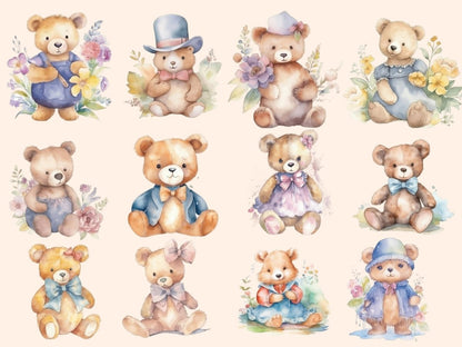 Bears Watercolor Clipart adorable bear - Wonders Artist