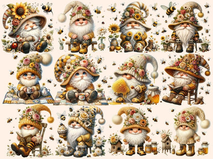 Bee Gnomes Clipart adorable gnomes - Wonders Artist
