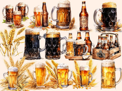 Beer Watercolor Clipart alcohol clipart - Wonders Artist