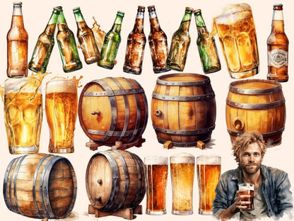 Beer Watercolor Clipart alcohol clipart - Wonders Artist