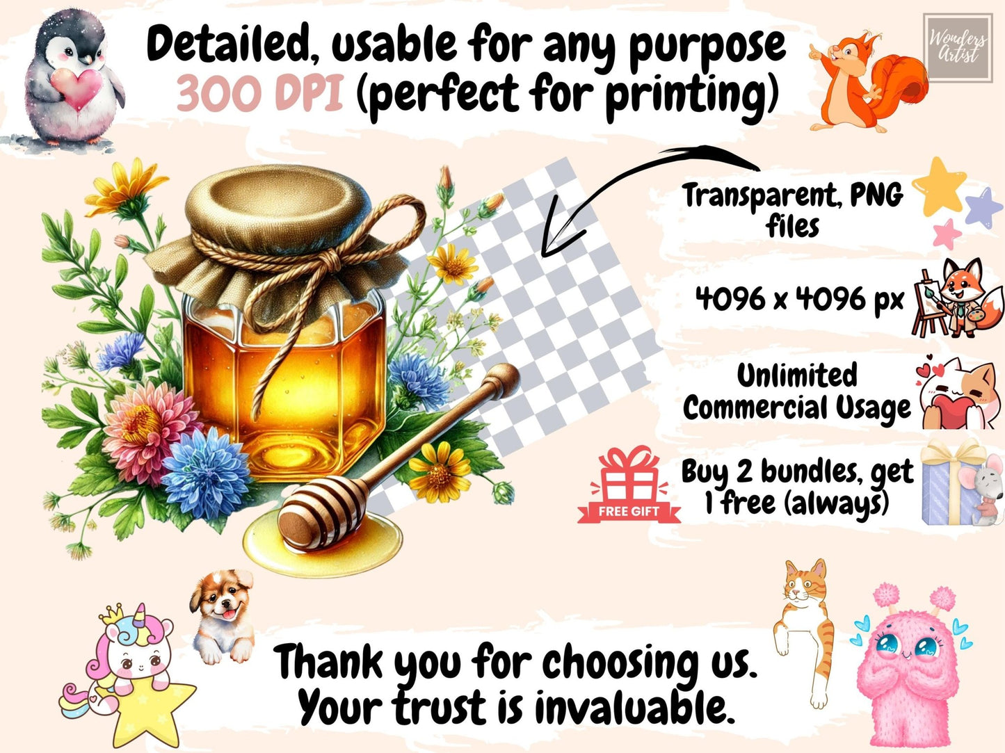 Bees & Honey Clipart - High - Quality Instant Digital Download for Creative Projects