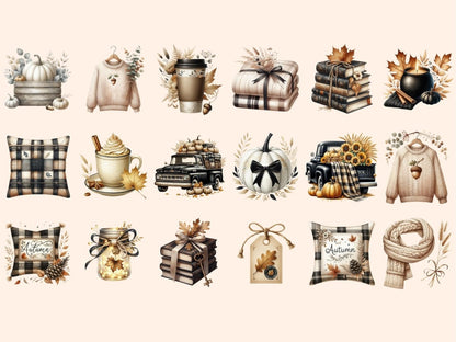 Beige & Black Autumn Clipart autumn clipart autumn graphics autumn images - WondersArtist