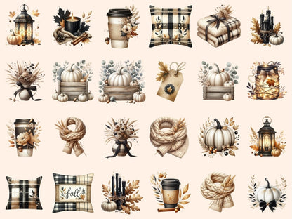 Beige & Black Autumn Clipart autumn clipart autumn graphics autumn images - WondersArtist