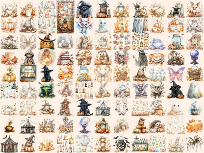 Beige Halloween Watercolor Clipart Beige Halloween - Wonders Artist