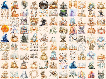 Beige Halloween Watercolor Clipart Beige Halloween - Wonders Artist