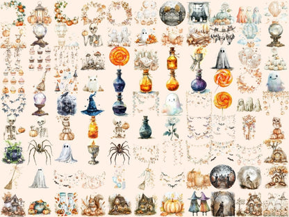 Beige Halloween Watercolor Clipart Beige Halloween - Wonders Artist