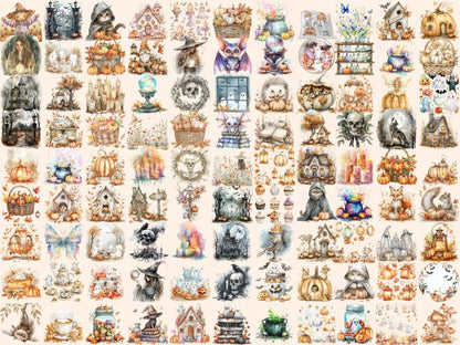 Beige Halloween Watercolor Clipart Beige Halloween - Wonders Artist