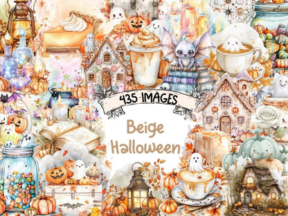 Beige Halloween Watercolor Clipart Beige Halloween - Wonders Artist