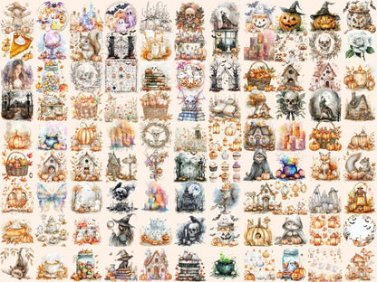 Beige Halloween Watercolor Clipart Beige Halloween - Wonders Artist