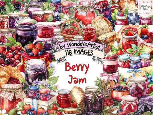 Berry Jam Watercolor Clipart - High - Quality Instant Digital Download for Creative Projects