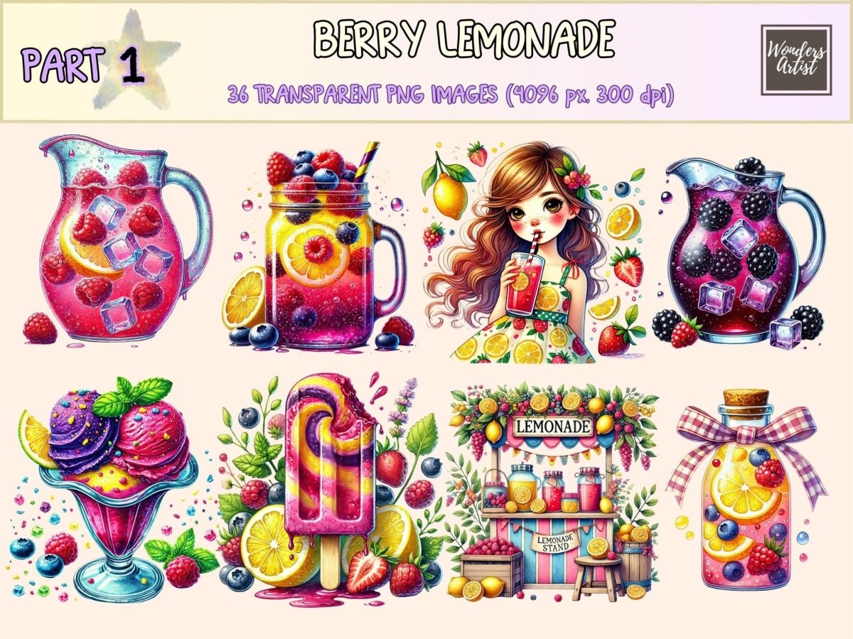 Berry Lemonade Clipart berry clipart berry drink art berry lemonade png - WondersArtist