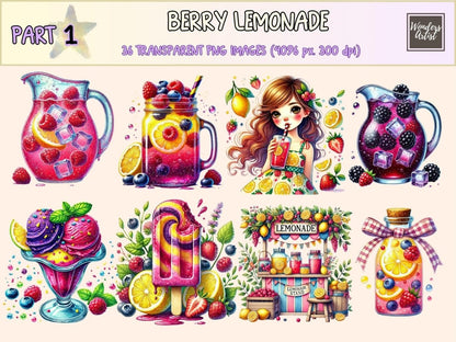 Berry Lemonade Clipart berry clipart berry drink art berry lemonade png - WondersArtist