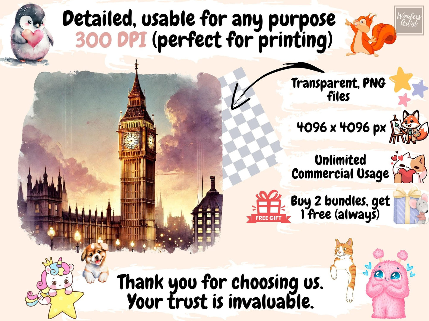 Big Ben Clipart - High - Quality Instant Digital Download for Creative Projects