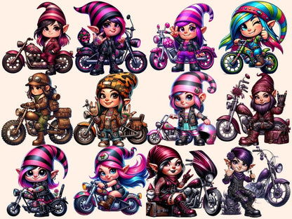 Biker Girl Gnome Clipart biker clipart - Wonders Artist