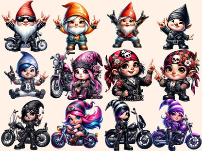 Biker Girl Gnome Clipart biker clipart - Wonders Artist