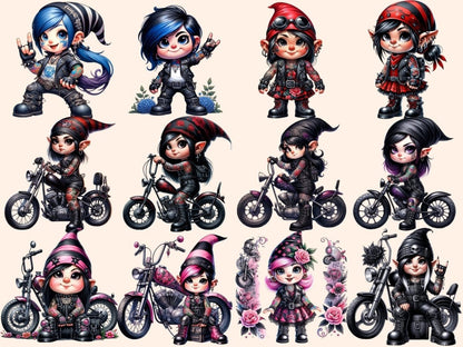 Biker Girl Gnome Clipart biker clipart - Wonders Artist