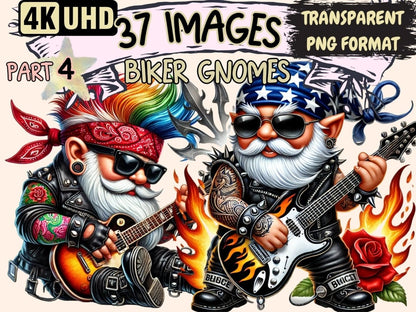 Biker Gnomes (P4) Clipart - High - Quality Instant Digital Download for Creative Projects