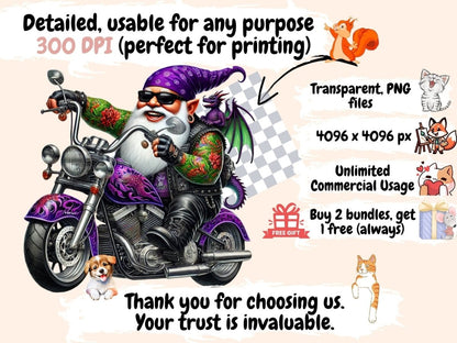 Biker Gnomes (P5) Clipart Biker clip art - Wonders Artist