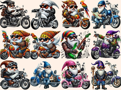 Biker Gnomes (P5) Clipart Biker clip art - Wonders Artist