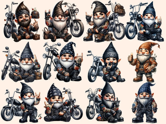 Biker Man Gnome Clipart