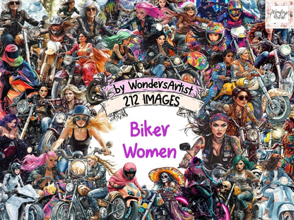 Biker Women Watercolor Clipart Biker Chick Clipart - Wonders Artist