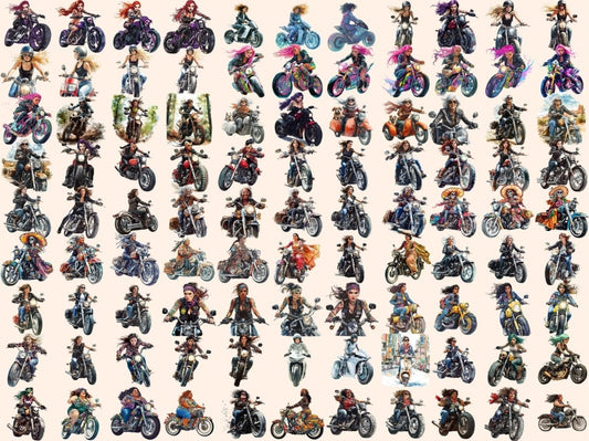 Biker Women Watercolor Clipart