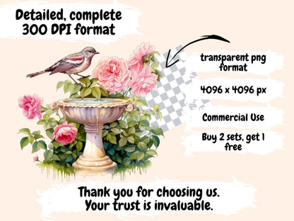 Bird Baths Watercolor Clipart bird bath clipart - Wonders Artist