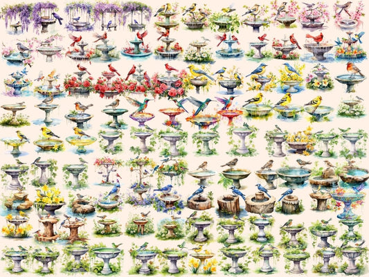 Fuglebad Akvarell Clipart