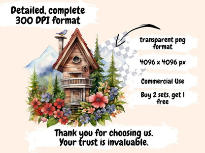 Birdhouses Watercolor Clipart bird clipart - Wonders Artist