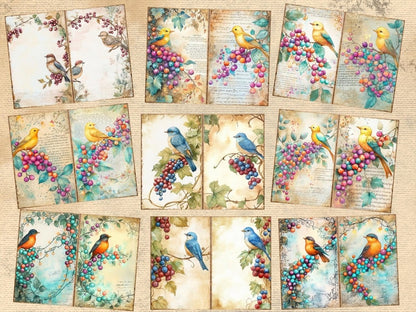 Birds & Berries Journal Pages (P1) Berries Ephemera - Wonders Artist