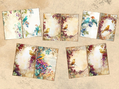 Birds & Berries Journal Pages (P1) Berries Ephemera - Wonders Artist