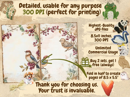 Birds & Berries Journal Pages (P2) Berries Ephemera - Wonders Artist