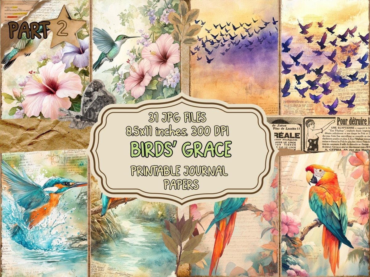 Bird's Grace Journal Pages (P2) Bird Ephemera - Wonders Artist