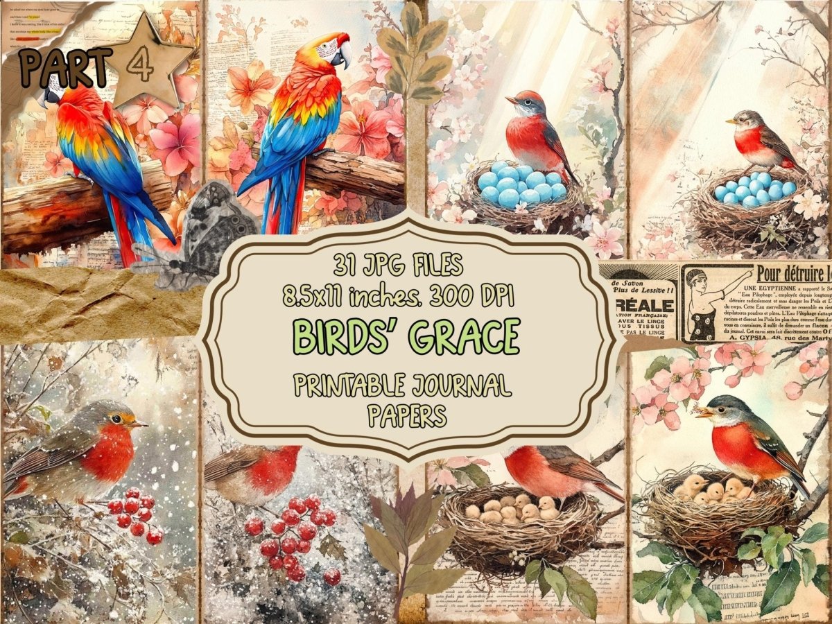 Bird's Grace Journal Pages (P4) Bird Ephemera - Wonders Artist