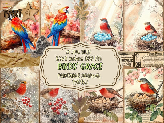 Bird's Grace Journal Pages (P4) Bird Ephemera - Wonders Artist