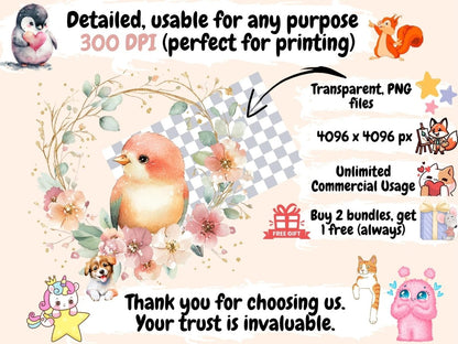 Birdsong Serenade Watercolor Clipart bird clipart - Wonders Artist