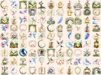 Birdsong Serenade Watercolor Clipart bird clipart - Wonders Artist