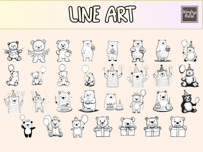 Birthday Bears Cardmaking Clipart bear cardmaking - Wonders Artist